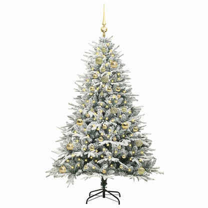 vidaXL Künstlicher vorbeleuchteter Weihnachtsbaum mit Kugelset Grün