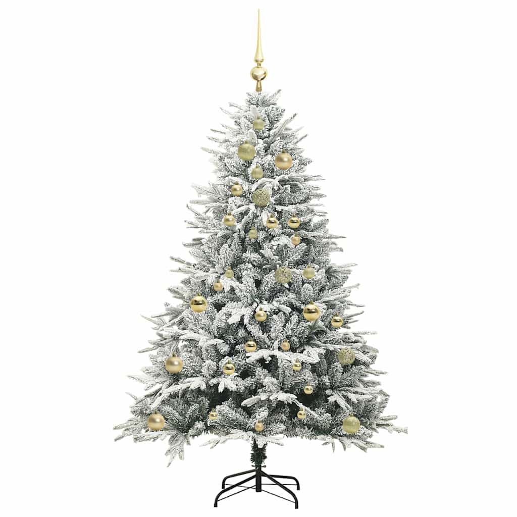 vidaXL Künstlicher vorbeleuchteter Weihnachtsbaum mit Kugelset Grün