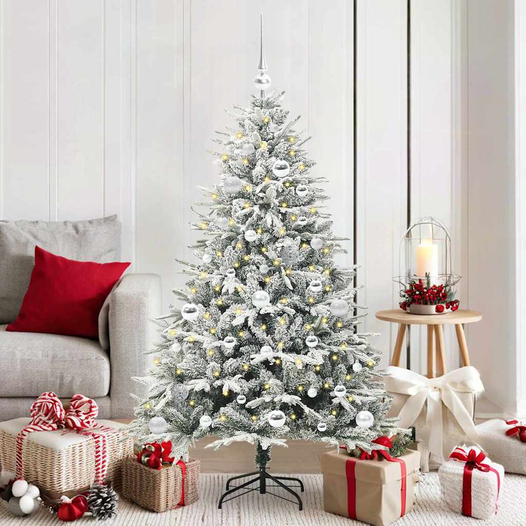 vidaXL Künstlicher vorbeleuchteter Weihnachtsbaum mit Kugelset Grün