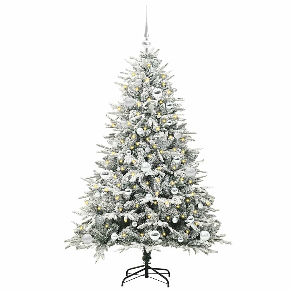 vidaXL Künstlicher vorbeleuchteter Weihnachtsbaum mit Kugelset Grün