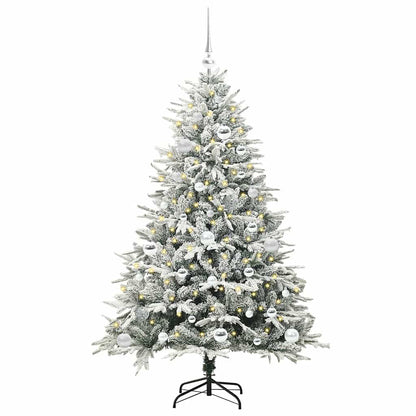vidaXL Künstlicher vorbeleuchteter Weihnachtsbaum mit Kugelset Grün