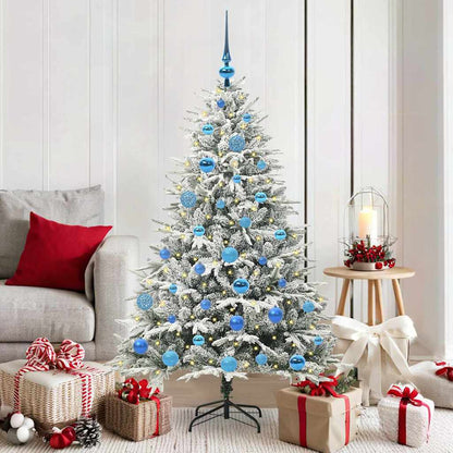 vidaXL Künstlicher vorbeleuchteter Weihnachtsbaum mit Kugelset Grün