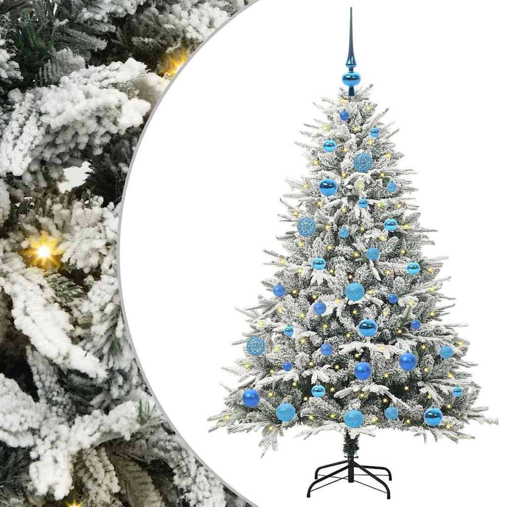 vidaXL Künstlicher vorbeleuchteter Weihnachtsbaum mit Kugelset Grün