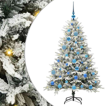 vidaXL Künstlicher vorbeleuchteter Weihnachtsbaum mit Kugelset Grün