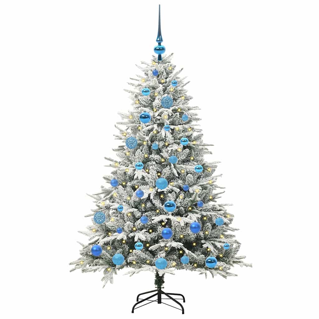 vidaXL Künstlicher vorbeleuchteter Weihnachtsbaum mit Kugelset Grün