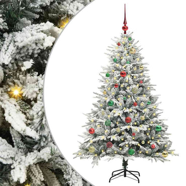 vidaXL Künstlicher vorbeleuchteter Weihnachtsbaum mit Kugelset Grün