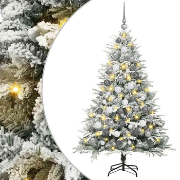 vidaXL Künstlicher vorbeleuchteter Weihnachtsbaum mit Kugelset Grün