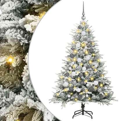 vidaXL Künstlicher vorbeleuchteter Weihnachtsbaum mit Kugelset Grün