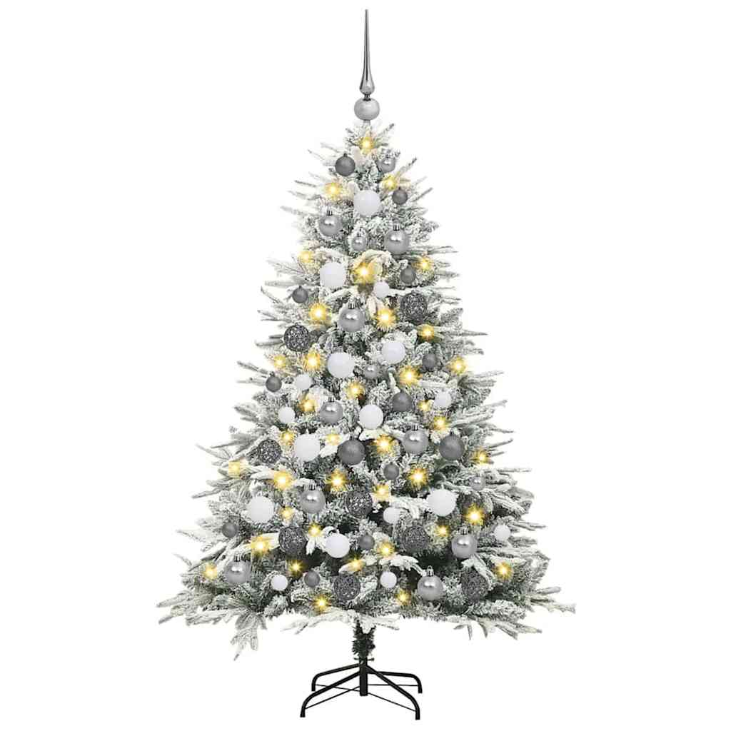 vidaXL Künstlicher vorbeleuchteter Weihnachtsbaum mit Kugelset Grün