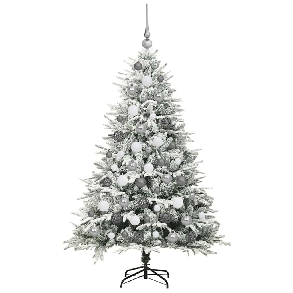 vidaXL Künstlicher vorbeleuchteter Weihnachtsbaum mit Kugelset Grün