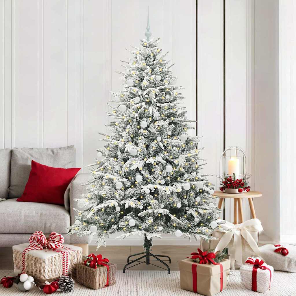 vidaXL Künstlicher vorbeleuchteter Weihnachtsbaum mit Kugelset Grün