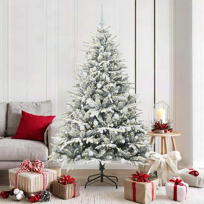 vidaXL Künstlicher vorbeleuchteter Weihnachtsbaum mit Kugelset Grün