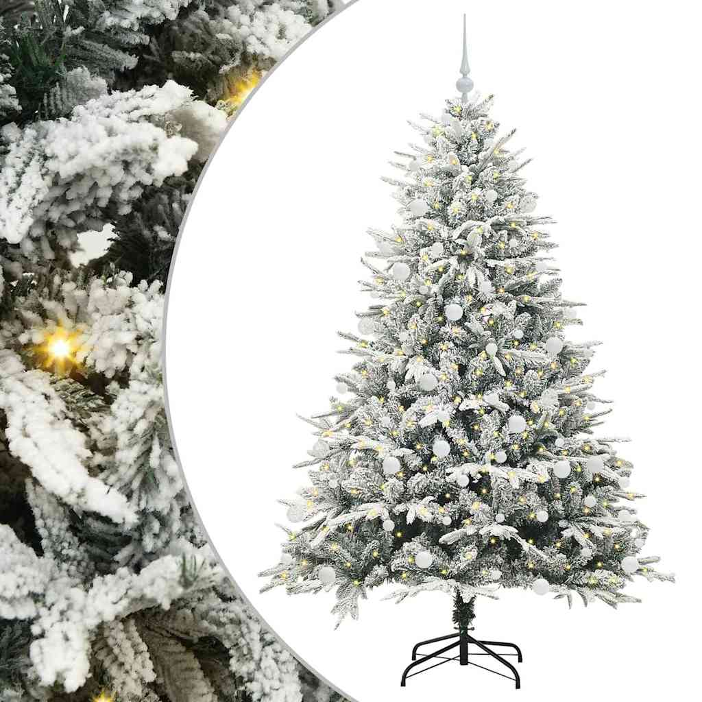 vidaXL Künstlicher vorbeleuchteter Weihnachtsbaum mit Kugelset Grün