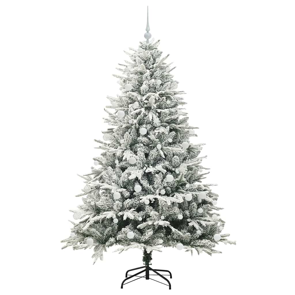 vidaXL Künstlicher vorbeleuchteter Weihnachtsbaum mit Kugelset Grün