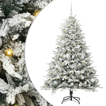 vidaXL Künstlicher vorbeleuchteter Weihnachtsbaum mit Kugelset Grün