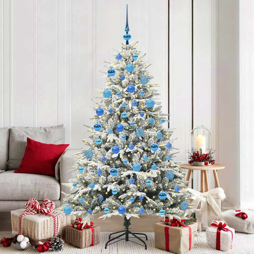 vidaXL Künstlicher vorbeleuchteter Weihnachtsbaum mit Kugelset Grün