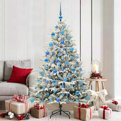vidaXL Künstlicher vorbeleuchteter Weihnachtsbaum mit Kugelset Grün