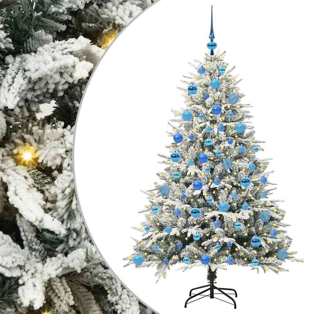 vidaXL Künstlicher vorbeleuchteter Weihnachtsbaum mit Kugelset Grün