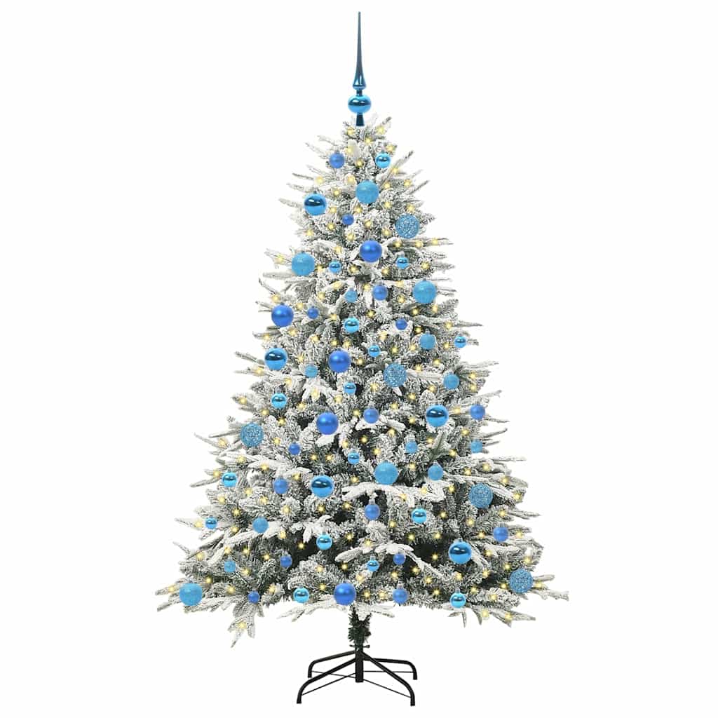 vidaXL Künstlicher vorbeleuchteter Weihnachtsbaum mit Kugelset Grün