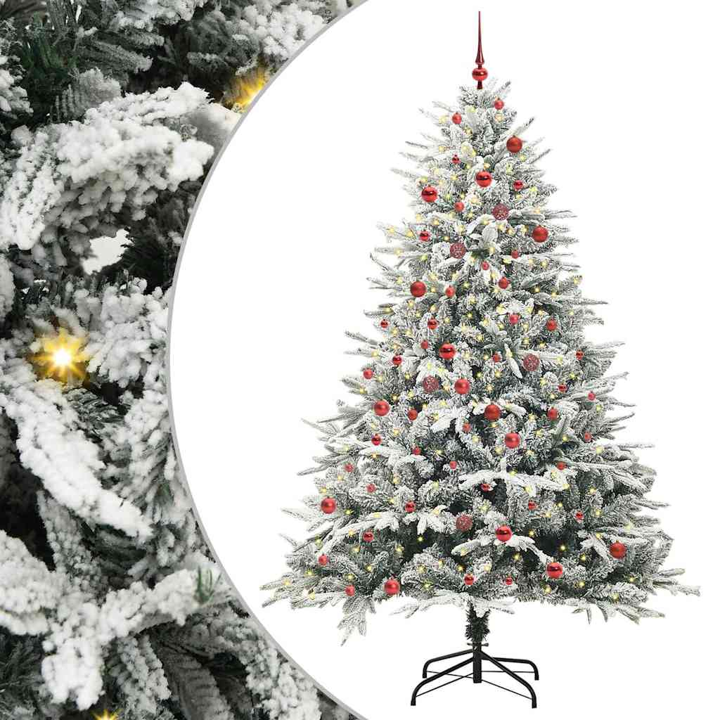 vidaXL Künstlicher vorbeleuchteter Weihnachtsbaum mit Kugelset Grün