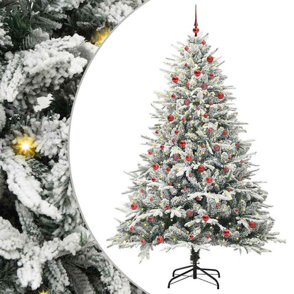 vidaXL Künstlicher vorbeleuchteter Weihnachtsbaum mit Kugelset Grün