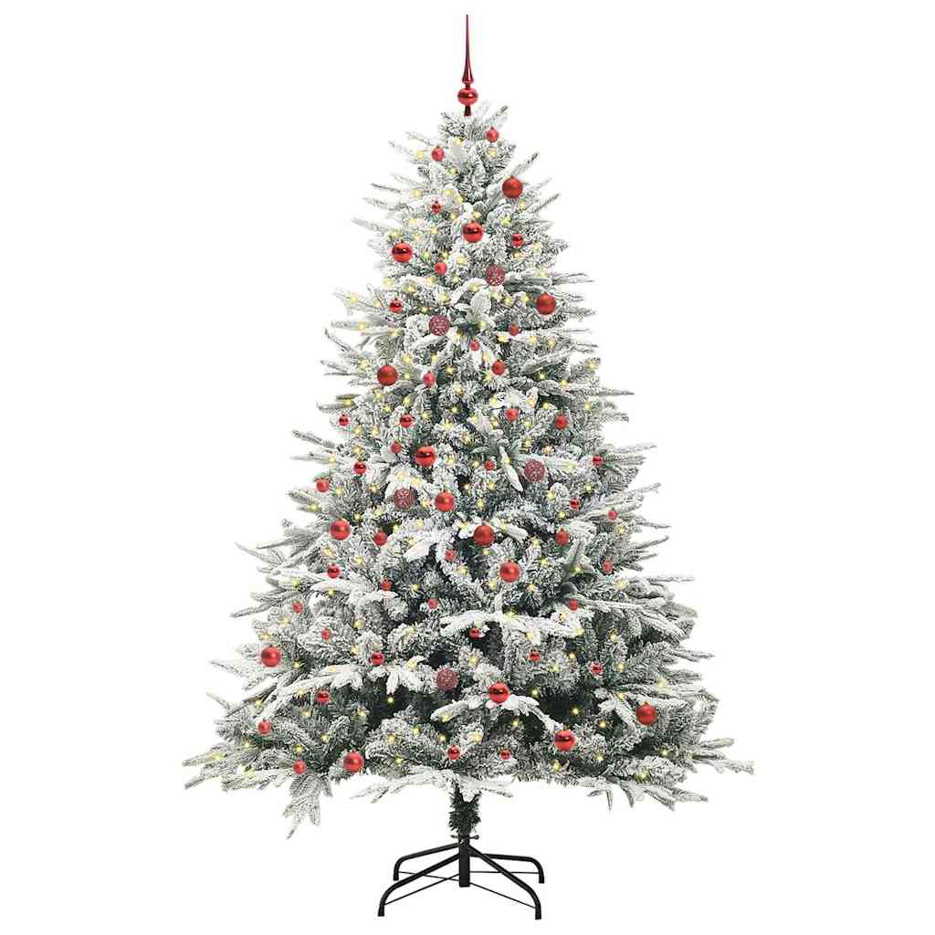 vidaXL Künstlicher vorbeleuchteter Weihnachtsbaum mit Kugelset Grün