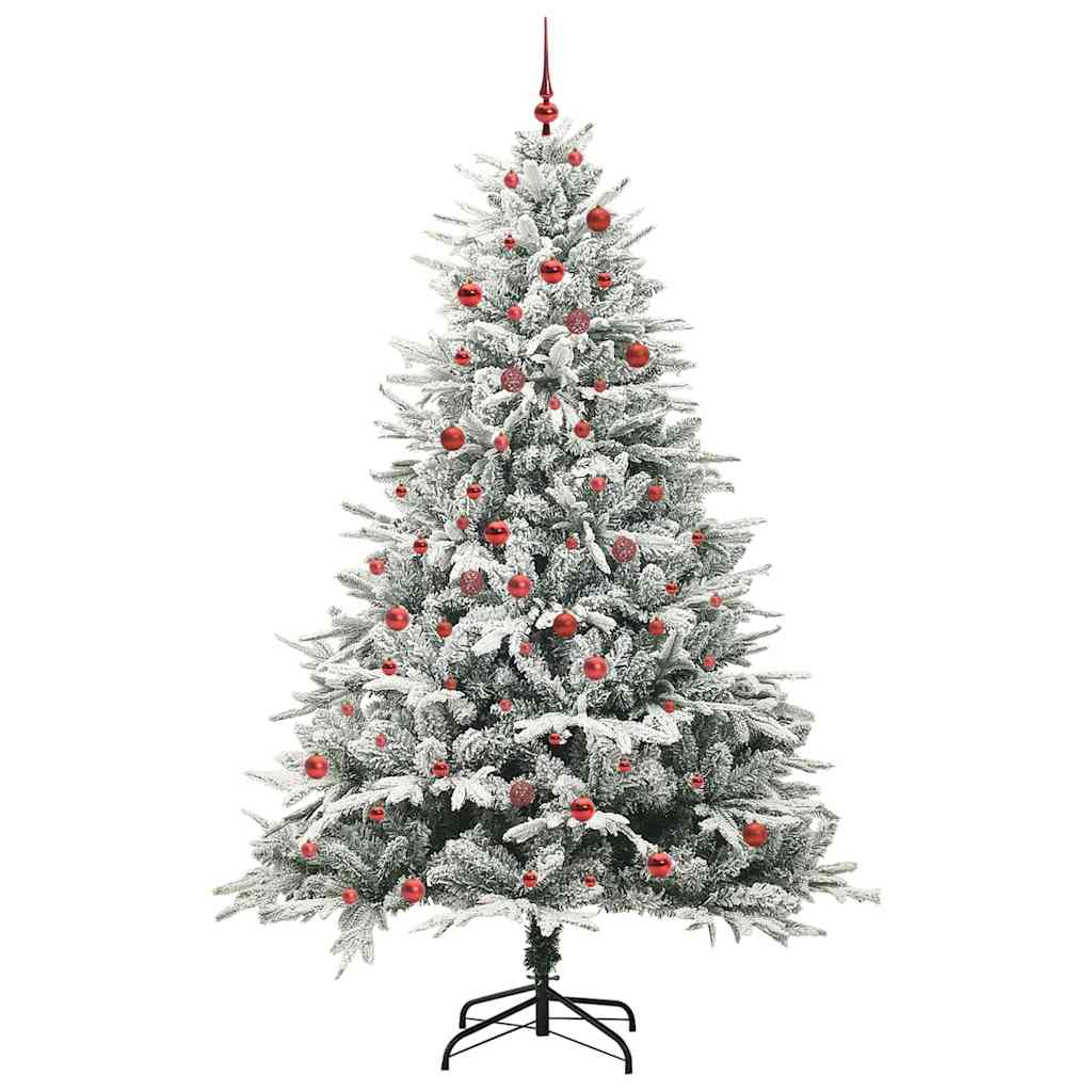 vidaXL Künstlicher vorbeleuchteter Weihnachtsbaum mit Kugelset Grün