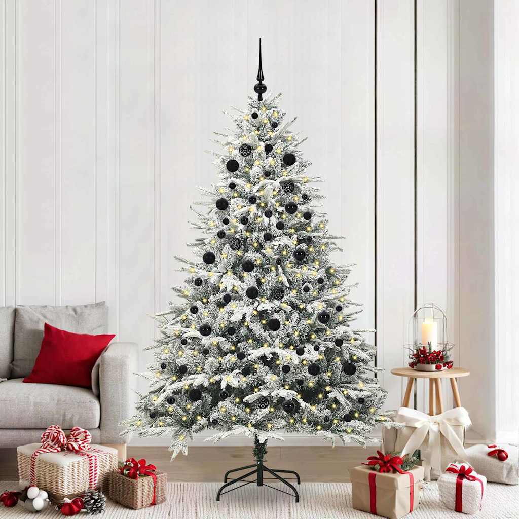 vidaXL Künstlicher vorbeleuchteter Weihnachtsbaum mit Kugelset Grün