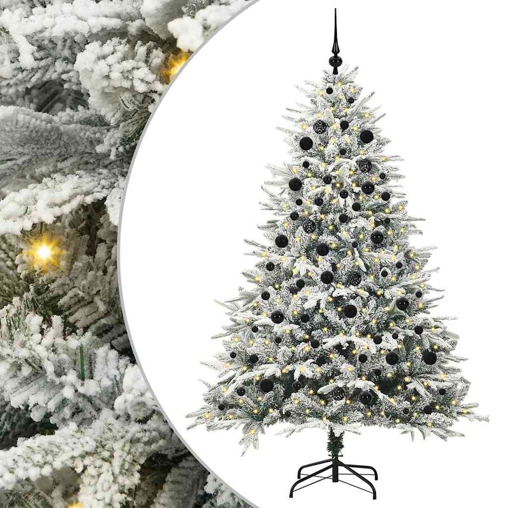 vidaXL Künstlicher vorbeleuchteter Weihnachtsbaum mit Kugelset Grün