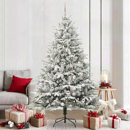 vidaXL Künstlicher vorbeleuchteter Weihnachtsbaum mit Kugelset Grün