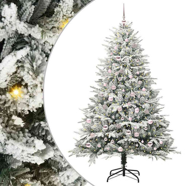 vidaXL Künstlicher vorbeleuchteter Weihnachtsbaum mit Kugelset Grün