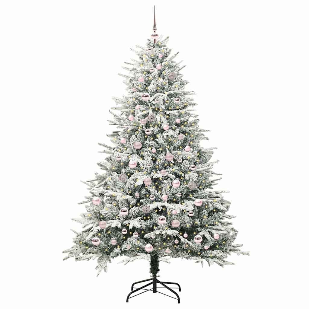 vidaXL Künstlicher vorbeleuchteter Weihnachtsbaum mit Kugelset Grün