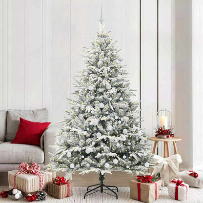 vidaXL Künstlicher vorbeleuchteter Weihnachtsbaum mit Kugelset Grün