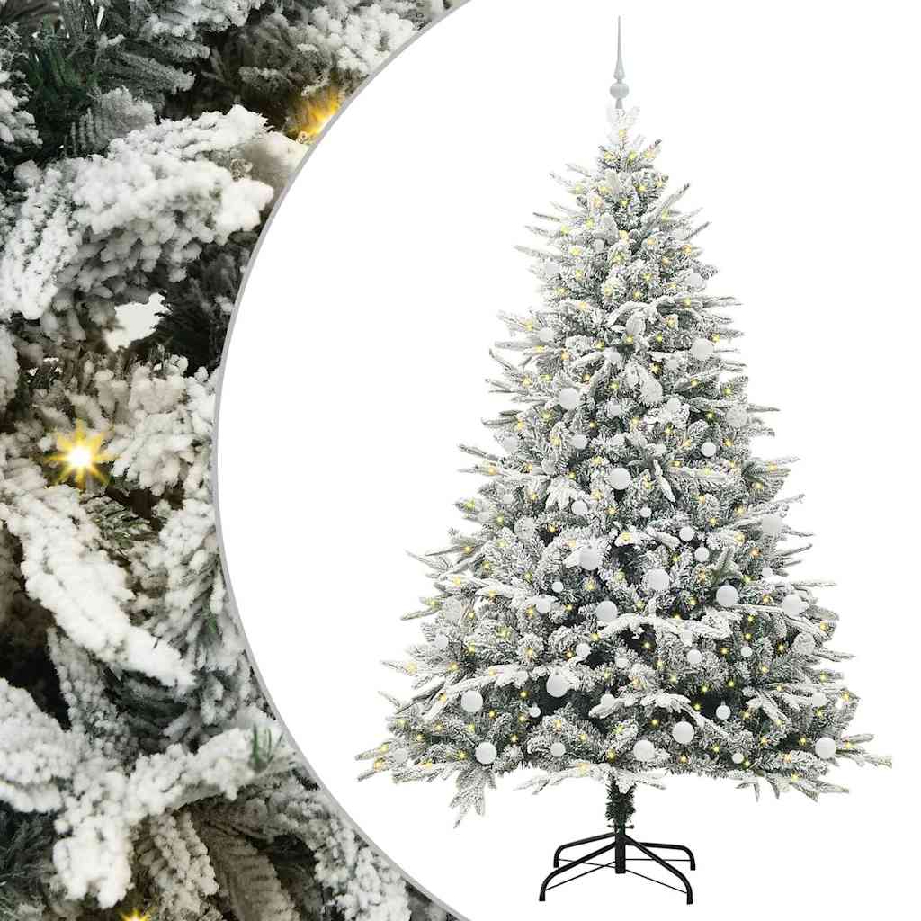 vidaXL Künstlicher vorbeleuchteter Weihnachtsbaum mit Kugelset Grün