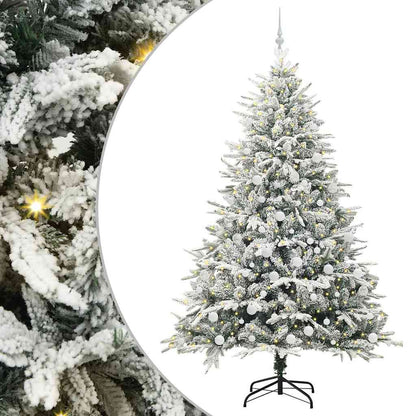 vidaXL Künstlicher vorbeleuchteter Weihnachtsbaum mit Kugelset Grün