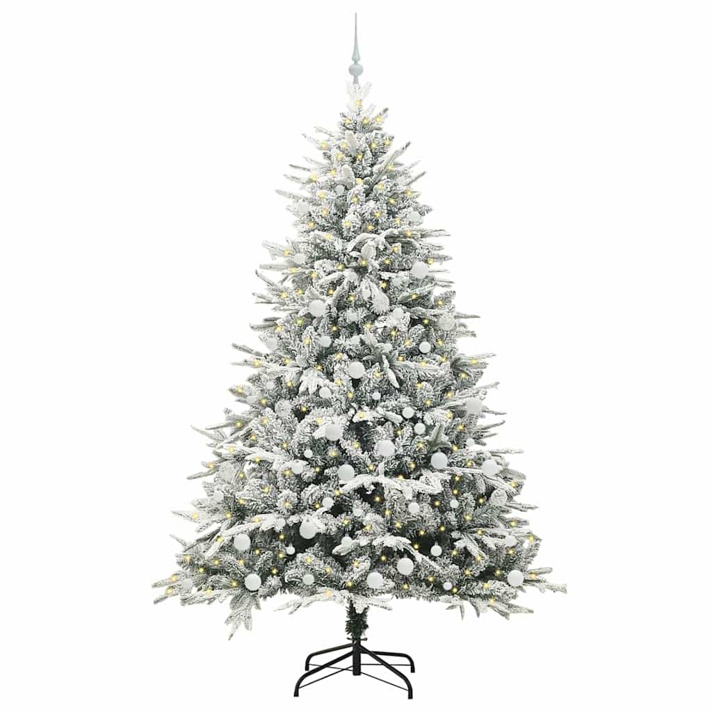 vidaXL Künstlicher vorbeleuchteter Weihnachtsbaum mit Kugelset Grün