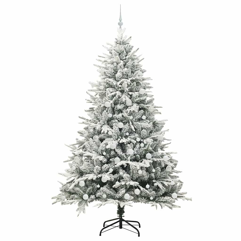vidaXL Künstlicher vorbeleuchteter Weihnachtsbaum mit Kugelset Grün