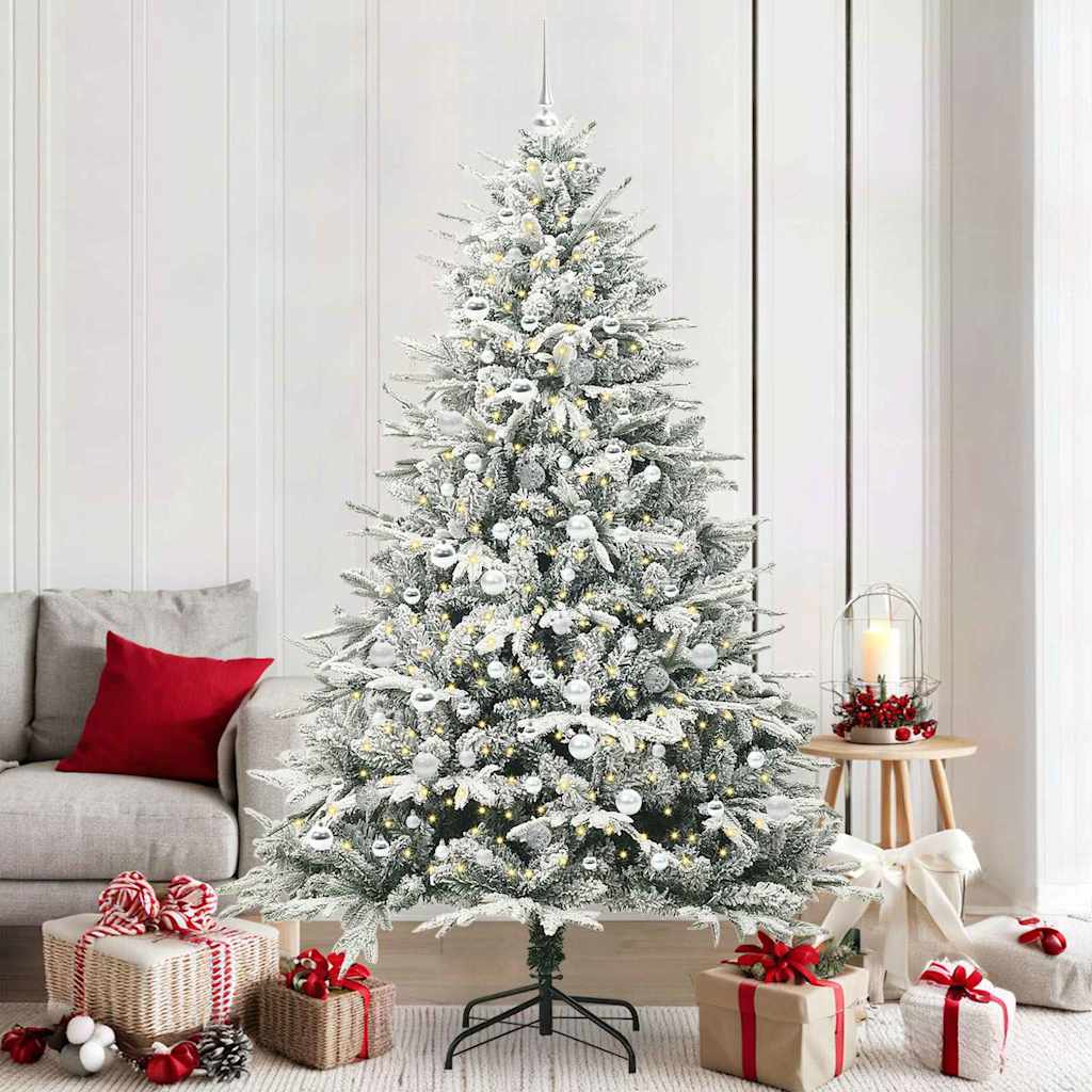 vidaXL Künstlicher vorbeleuchteter Weihnachtsbaum mit Kugelset Grün