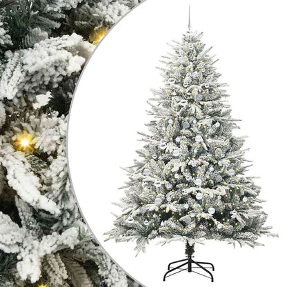 vidaXL Künstlicher vorbeleuchteter Weihnachtsbaum mit Kugelset Grün