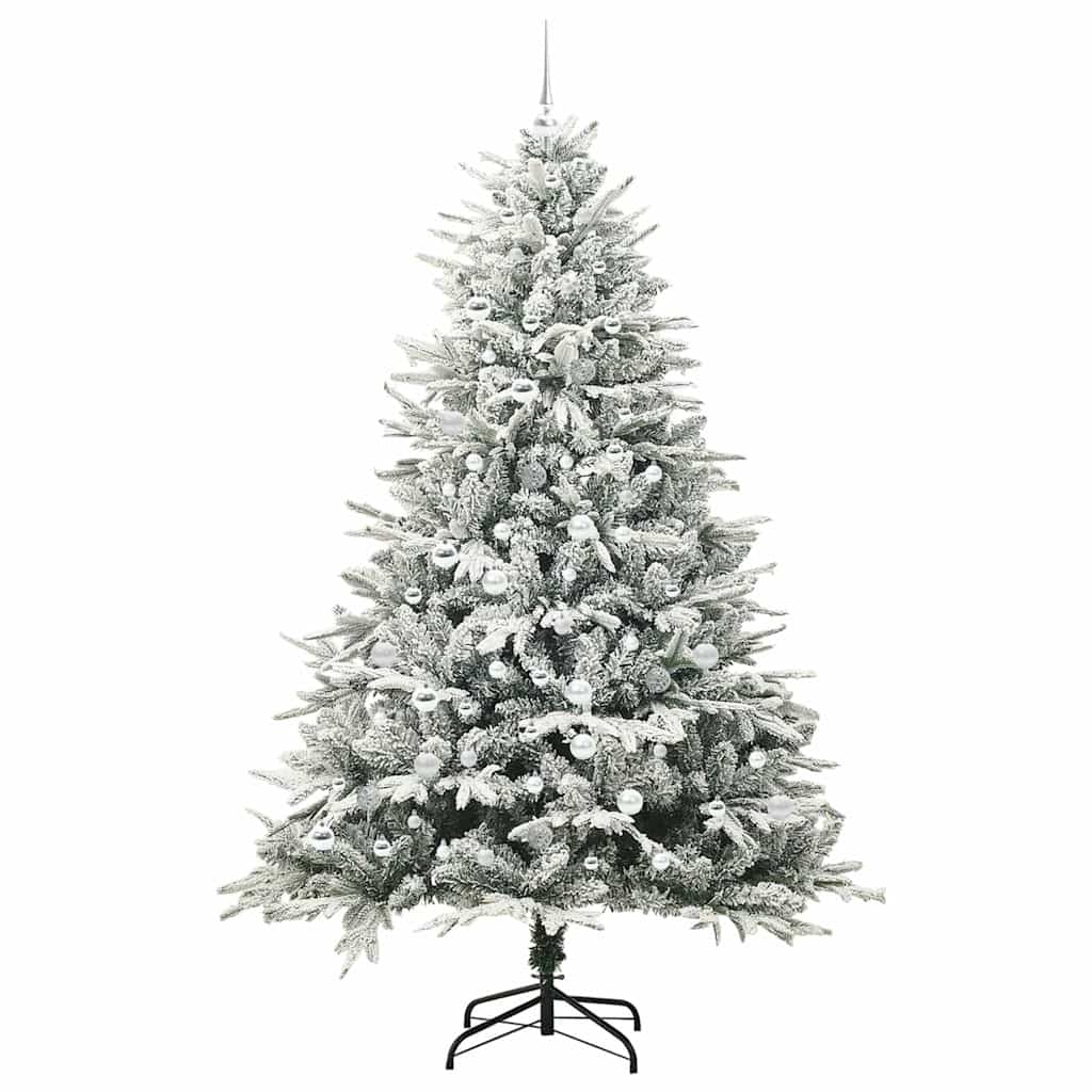 vidaXL Künstlicher vorbeleuchteter Weihnachtsbaum mit Kugelset Grün