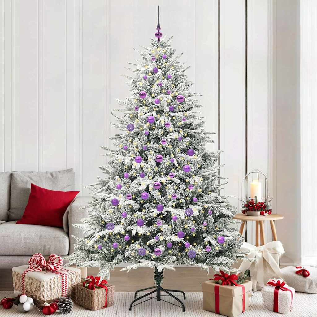 vidaXL Künstlicher vorbeleuchteter Weihnachtsbaum mit Kugelset Grün