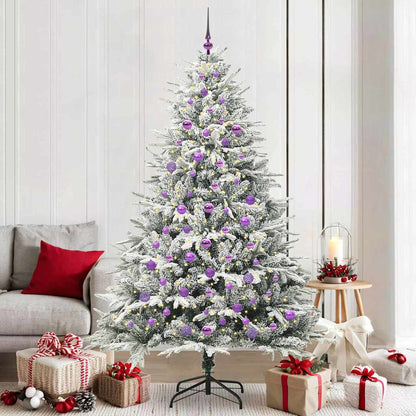 vidaXL Künstlicher vorbeleuchteter Weihnachtsbaum mit Kugelset Grün