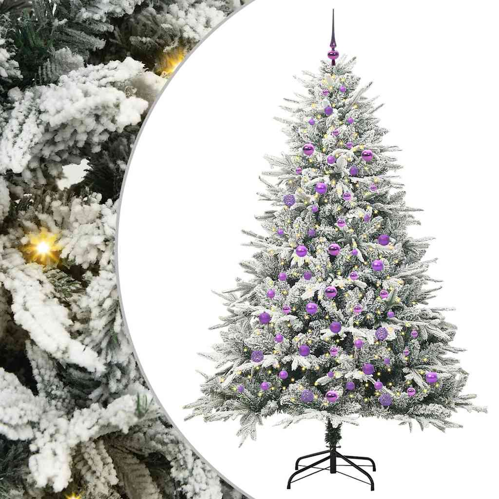 vidaXL Künstlicher vorbeleuchteter Weihnachtsbaum mit Kugelset Grün