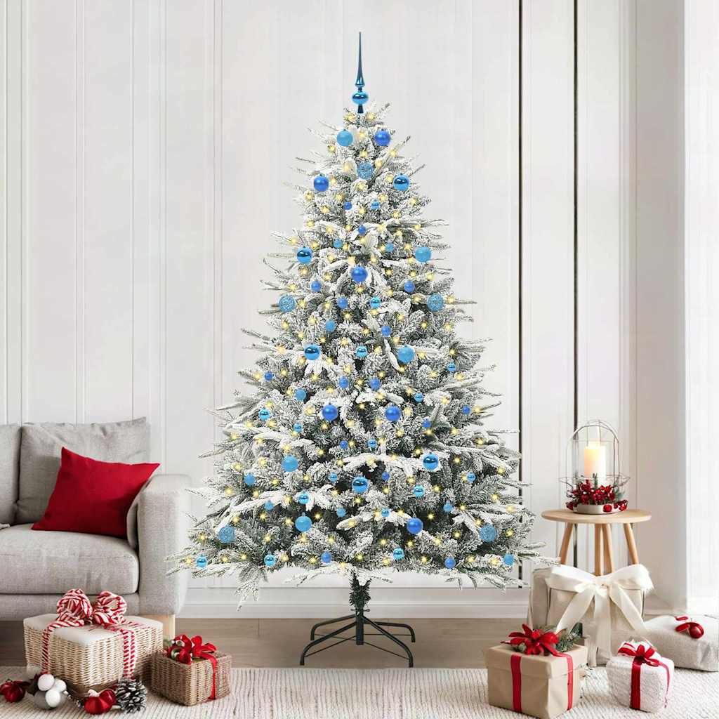 vidaXL Künstlicher vorbeleuchteter Weihnachtsbaum mit Kugelset Grün