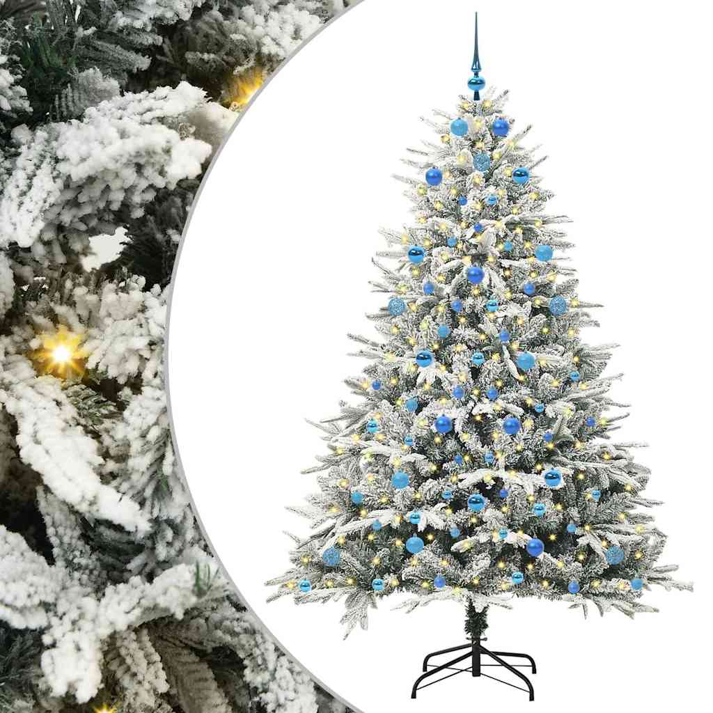 vidaXL Künstlicher vorbeleuchteter Weihnachtsbaum mit Kugelset Grün