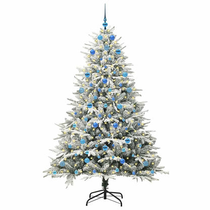 vidaXL Künstlicher vorbeleuchteter Weihnachtsbaum mit Kugelset Grün