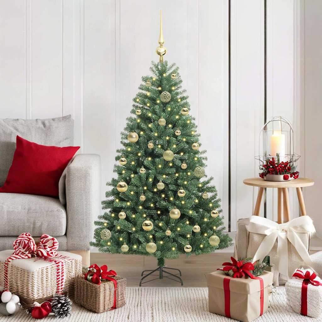 vidaXL Künstlicher klappbarer Weihnachtsbaum mit 150 LEDs Grün 120 cm