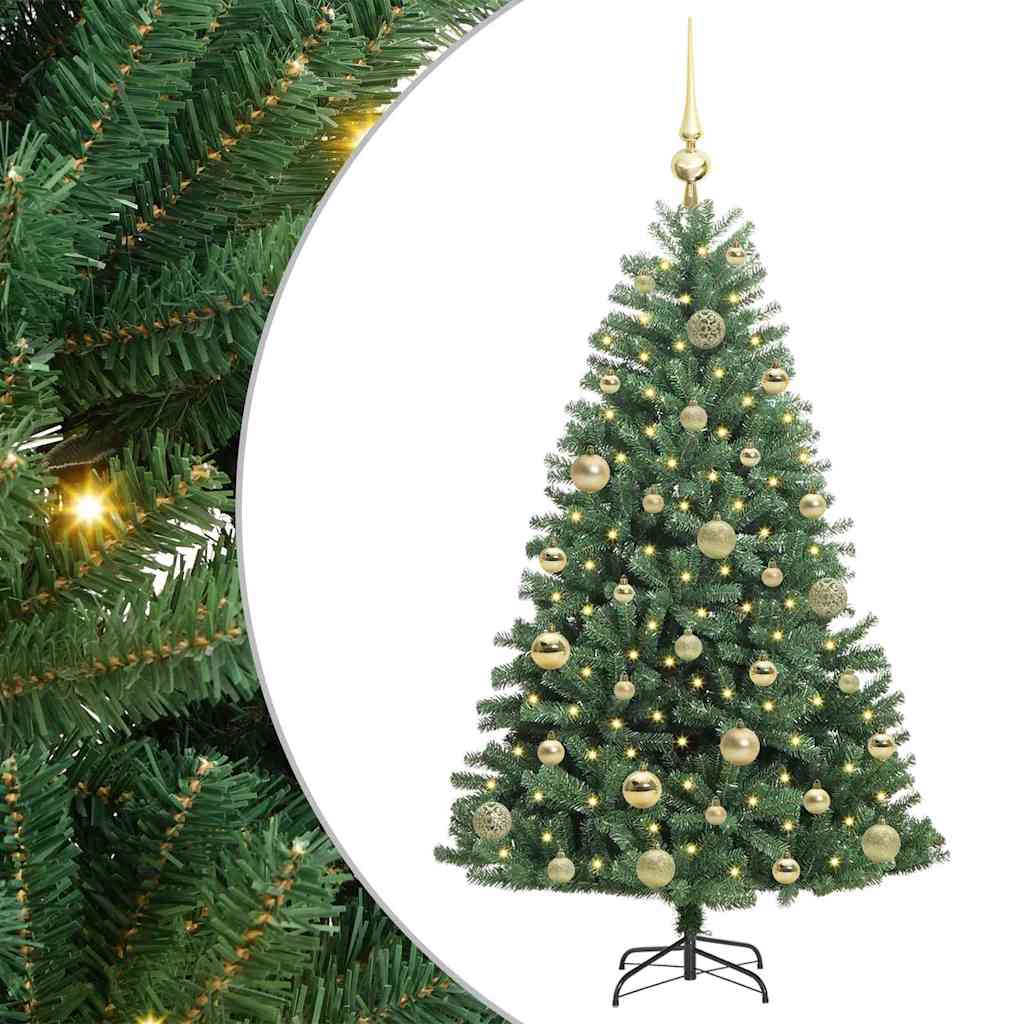 vidaXL Künstlicher klappbarer Weihnachtsbaum mit 150 LEDs Grün 120 cm