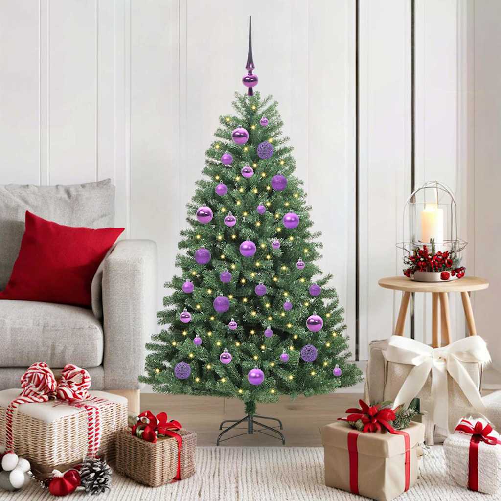vidaXL Künstlicher klappbarer Weihnachtsbaum mit 150 LEDs Grün 120 cm