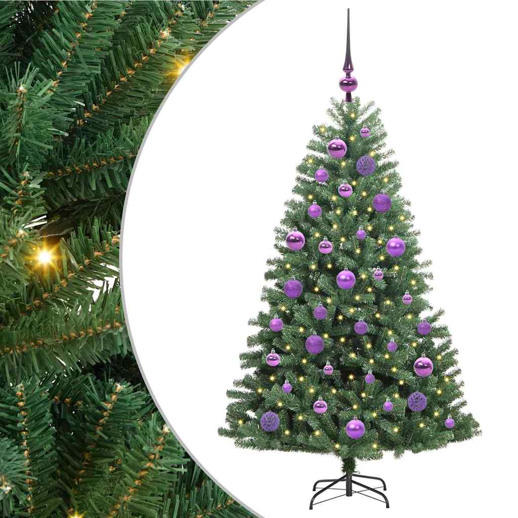 vidaXL Künstlicher klappbarer Weihnachtsbaum mit 150 LEDs Grün 120 cm